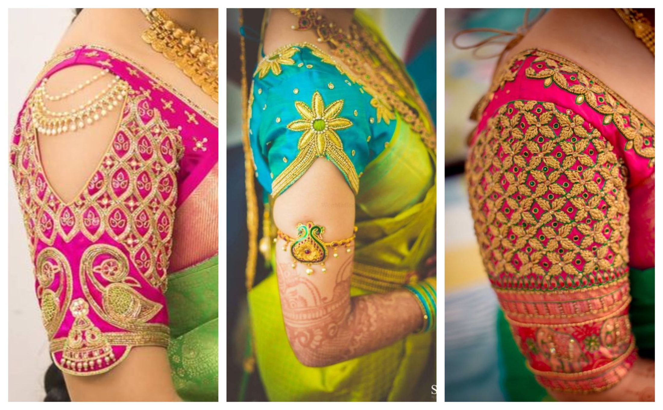 Beautiful Blouse Designs For Green Silk Saree