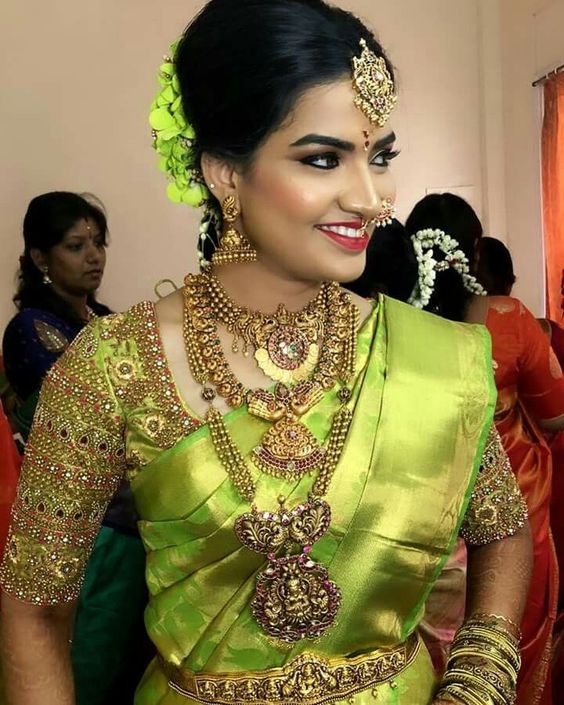 Blouse Designs for Green Silk Saree - Candy Crow