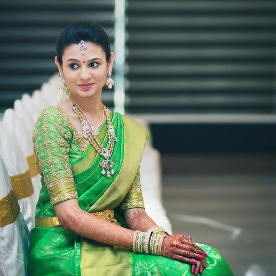 green kanchipuram saree for wedding