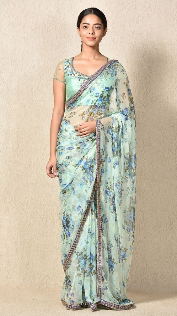 beautiful floral print saree 