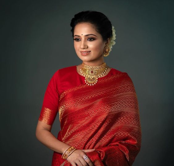 70 Red Silk Saree and Blouse Designs For Wedding - Candy Crow