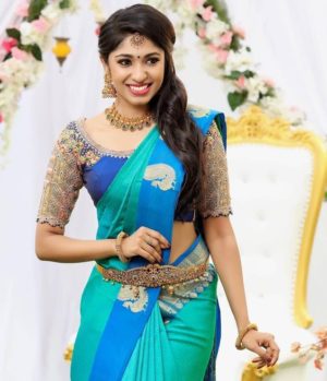 30 Blue Blouse Designs For Blue Silk Saree - Candy Crow