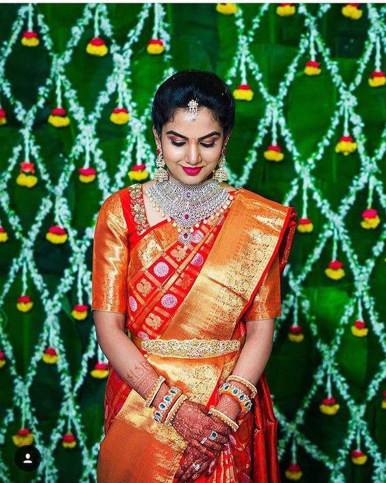 red wedding saree in silk