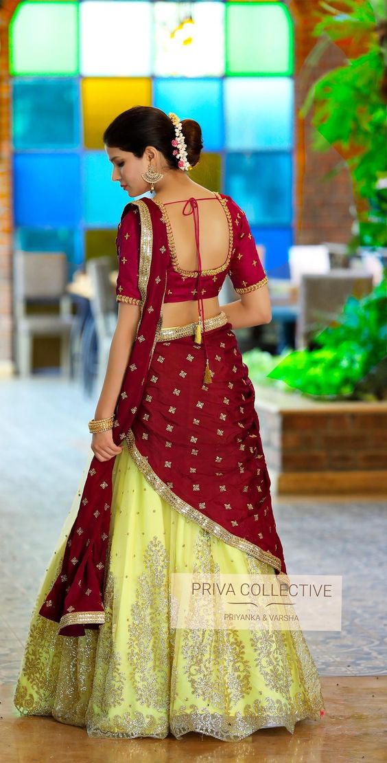 unique half saree designs