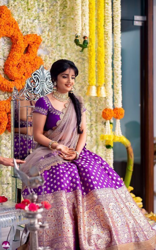 40 Half Saree Designs That Are in Trend This Year - Candy Crow | Half saree  designs, Wedding blouse designs, Pink half sarees