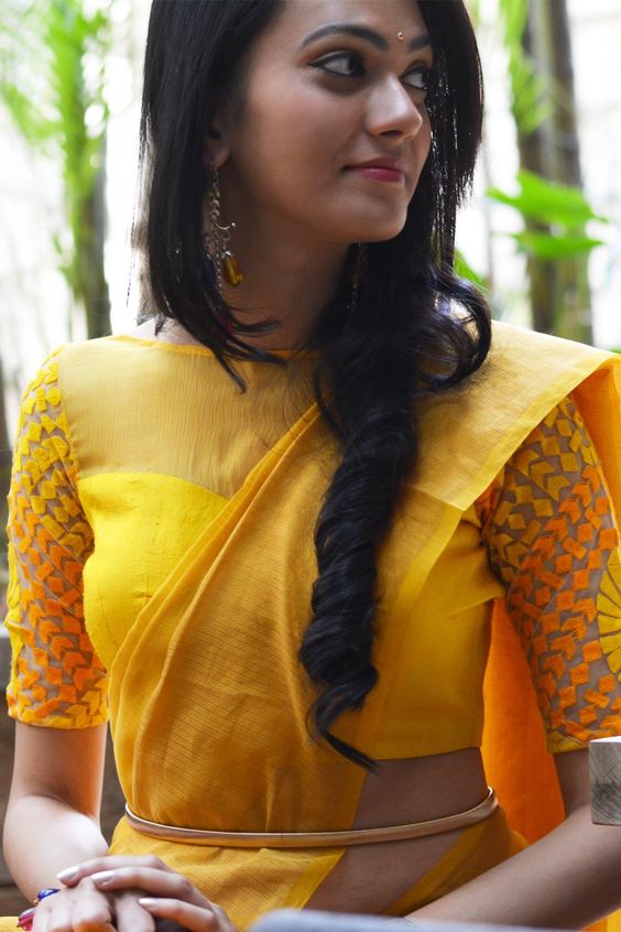 netted yellow blouse