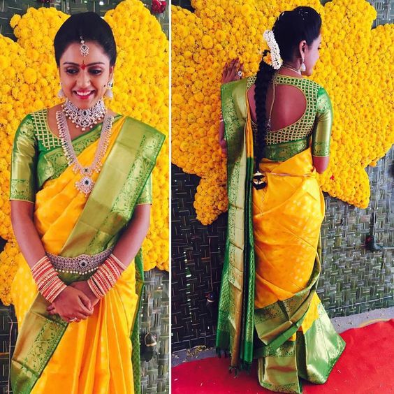 Yellow Paithani saree with designer blouse – Thath Banaras