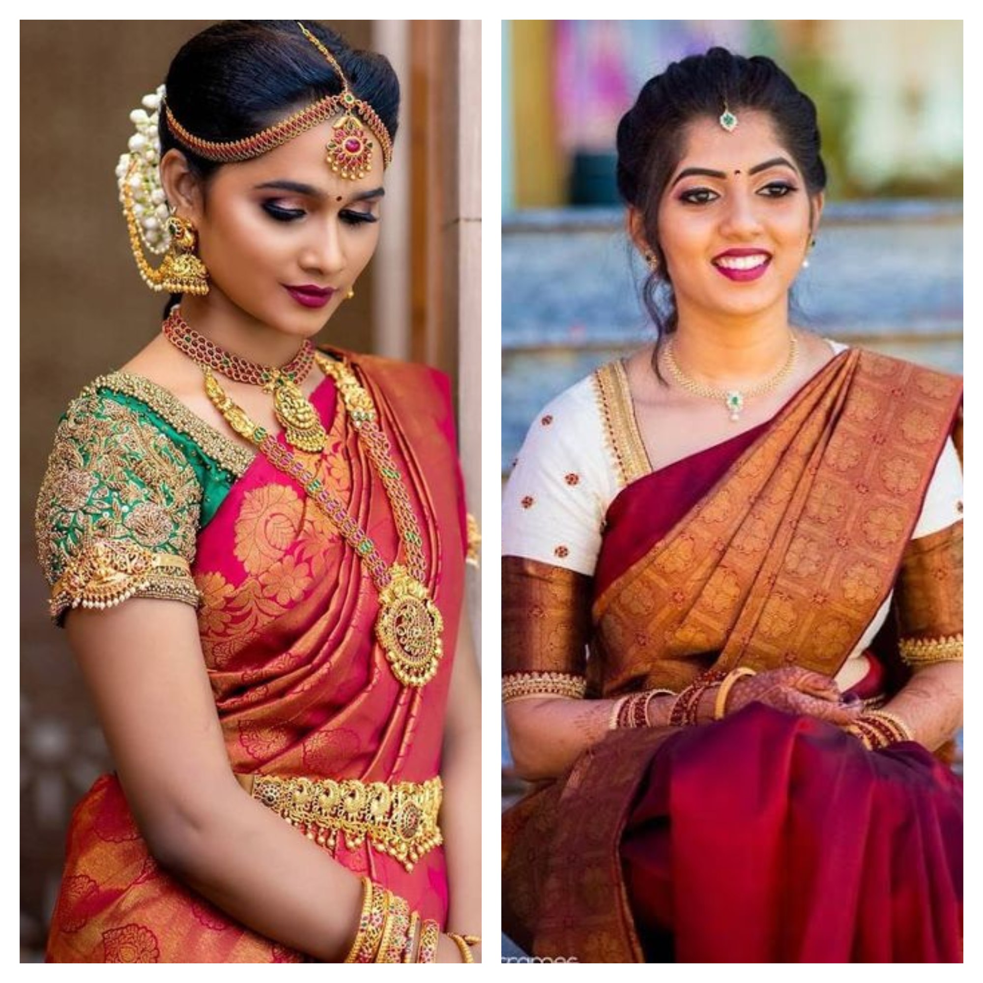 77 Bridal Saree contrast colour ideas | bridal saree, bridal blouse  designs, south indian bride