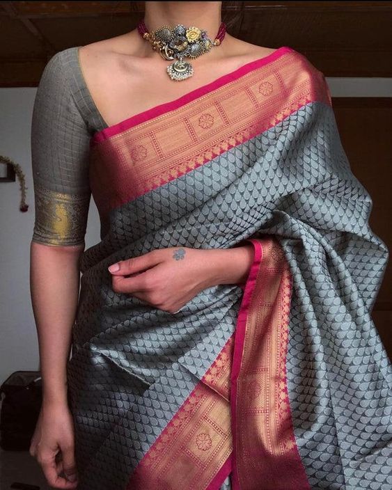 Banarasi Pure Georgette Saree With Resham Buta Weaving & Meena Border- –  Banarasikargha