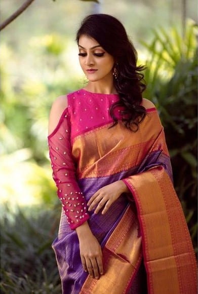 off shoulder blouse for silk saree